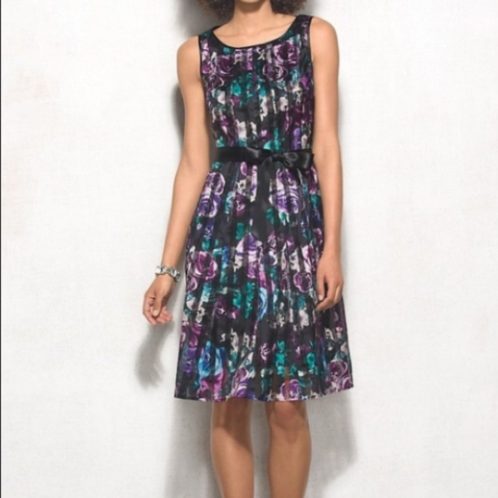 Dress Barn Purple Floral Dress Size 16